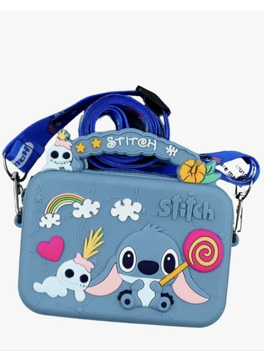 Stitch Blue Kids Crossbody Bag with Removable Strap - Cute Cartoon Purse - NIP